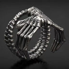 Alien Skeleton Men'S Punk Motorcycle Style Bold Skull Claw Ring Exaggerated Trendy Finger Accessory