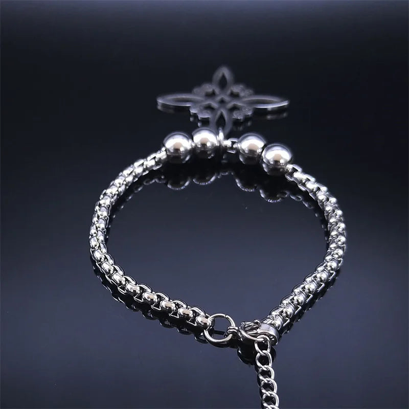 Wicca Celtic Knot Stainless Steel Bracelet Women/Men Silver Color Witch Geometric Irish Knots Bracelets Jewelry