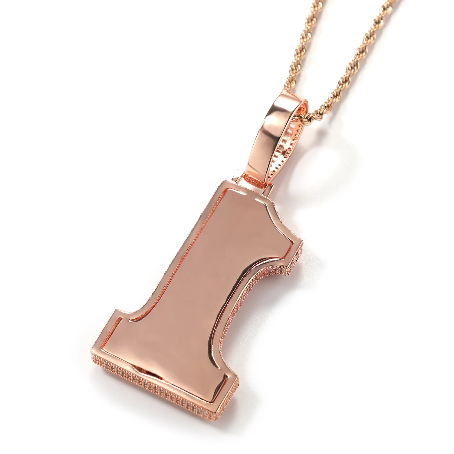 Uwin Big Size Number 1 Pendant Custom Vertical Small Stainless Steel Letters Pendant Micro Paved Out CZ Necklace Hiphop Jewelry