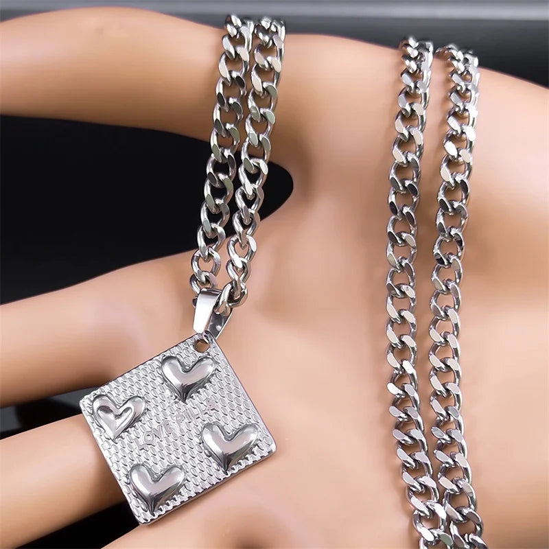 Heart Geometric Silver Pendant Love Pills Party