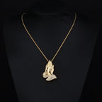 ESKEEM Wholesale Hip Hop Iced Out CZ Hamsa Hand Pendant Necklace Jewelry for Women Men Gold Silver Charm Diamond Pendant Gift
