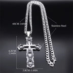 Cross Silver Pendant Necklace — Stainless Steel