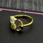 Heart Moon Two-Tone Ring Sterling Zircons Face