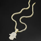 Men's Women Hip Hop Hamsa Hand Pendants Necklaces With 4mm Crystal Tennis Chain Punk  Rapper Jewelry Hiphop Style Couple Gifts