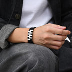 Leather 3-Layer Black Bracelet — Stainless Steel