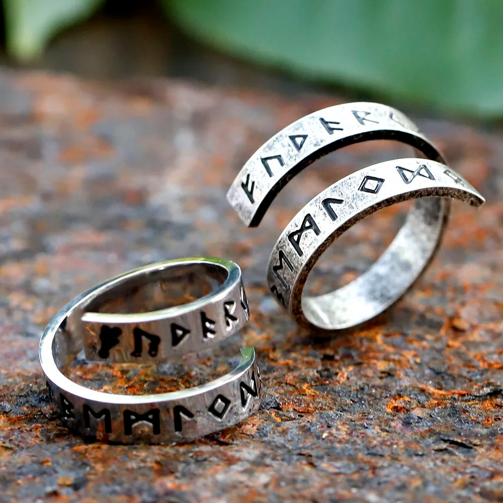 2024 New 316L Stainless Steel Viking Rotating chain rune Ring For Men Fashion retro Amulet fashion Jewelry Gift free
