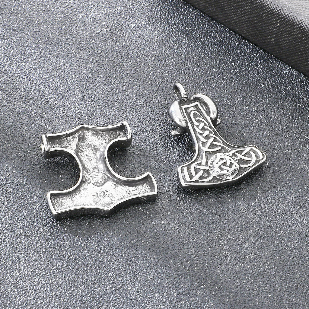 Viking Norse Thor Hammer Mjolnir Necklace — Stainless Steel