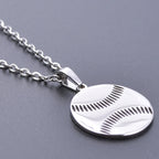 Sports Ball Charm Pendant Necklace — Steel