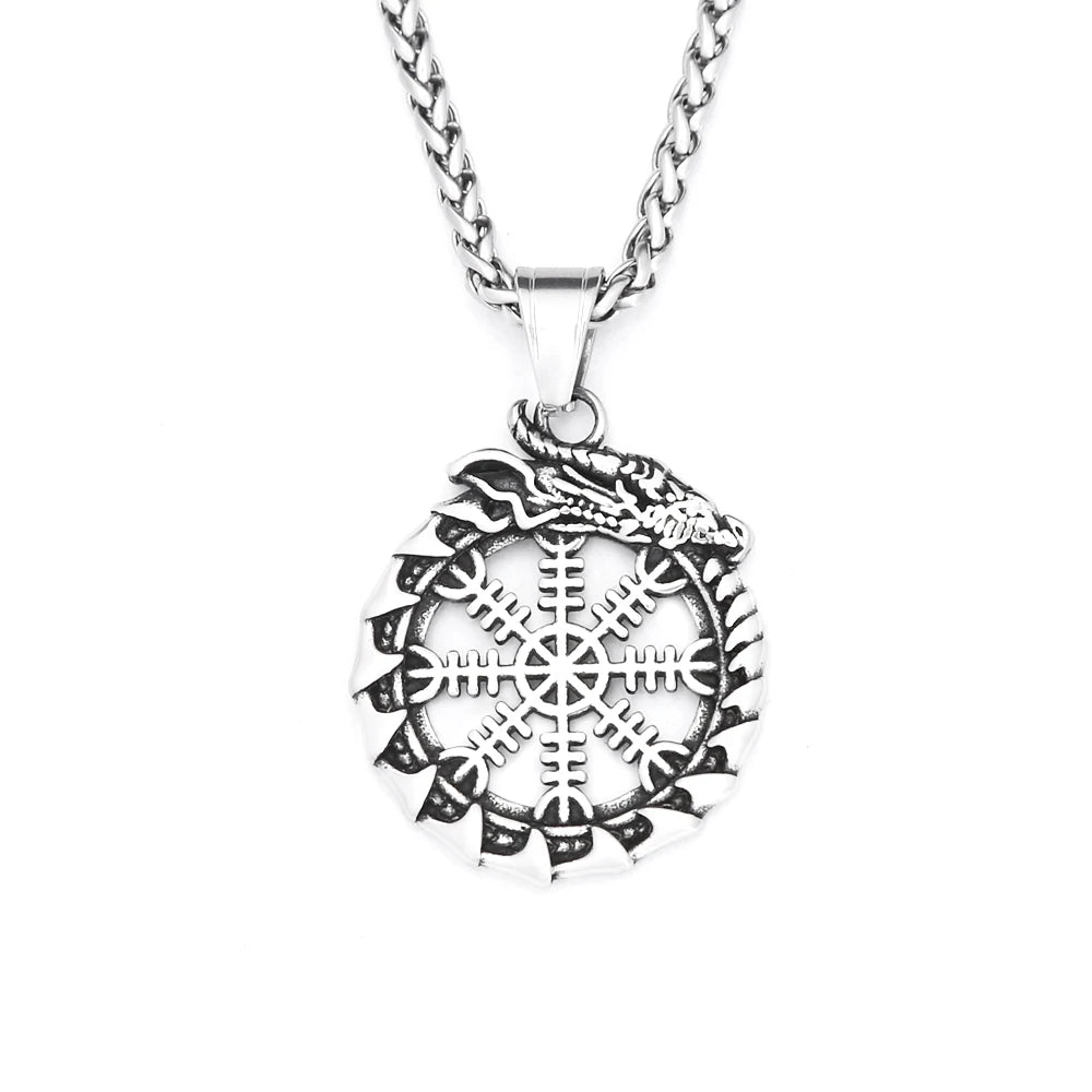 Dragon Viking Steel Pendant Vintage Ouroboros