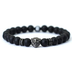 Noter Hiphop Men Bracelet Beaded 8mm Onyx Stone Braclet Wolf Lion Animal Braslet Punk Jewelry Pirate Skull Brazalete
