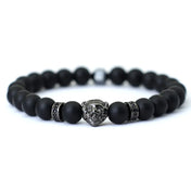 Noter Hiphop Men Bracelet Beaded 8mm Onyx Stone Braclet Wolf Lion Animal Braslet Punk Jewelry Pirate Skull Brazalete