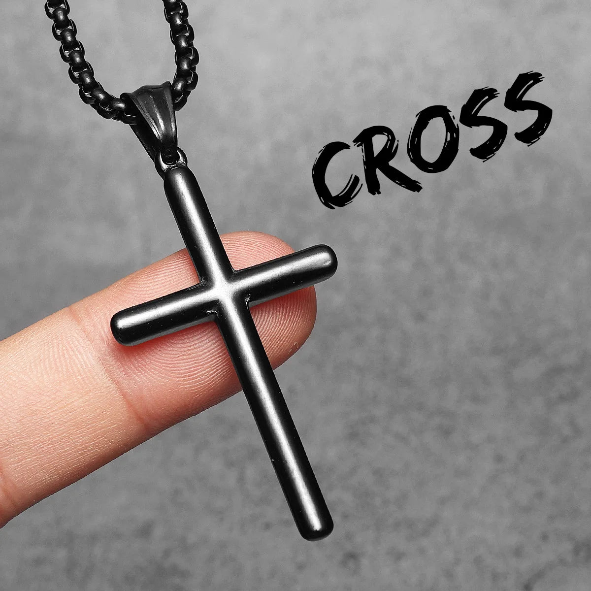 Cross Pendant Necklace Stainless Steel Simple