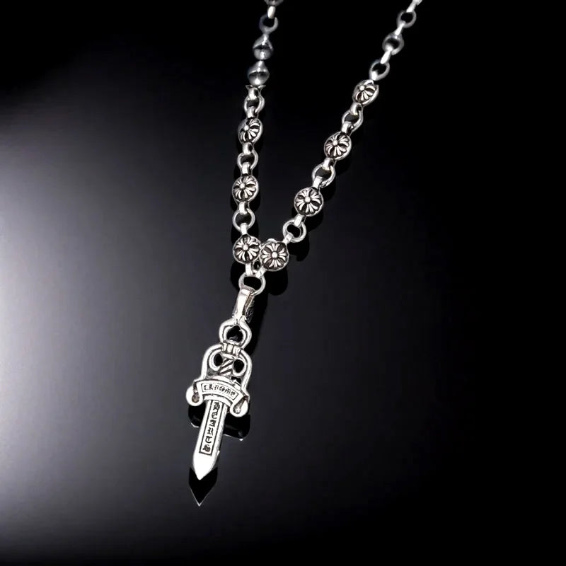 Vintage Silver Sword Pendant — Stainless Steel