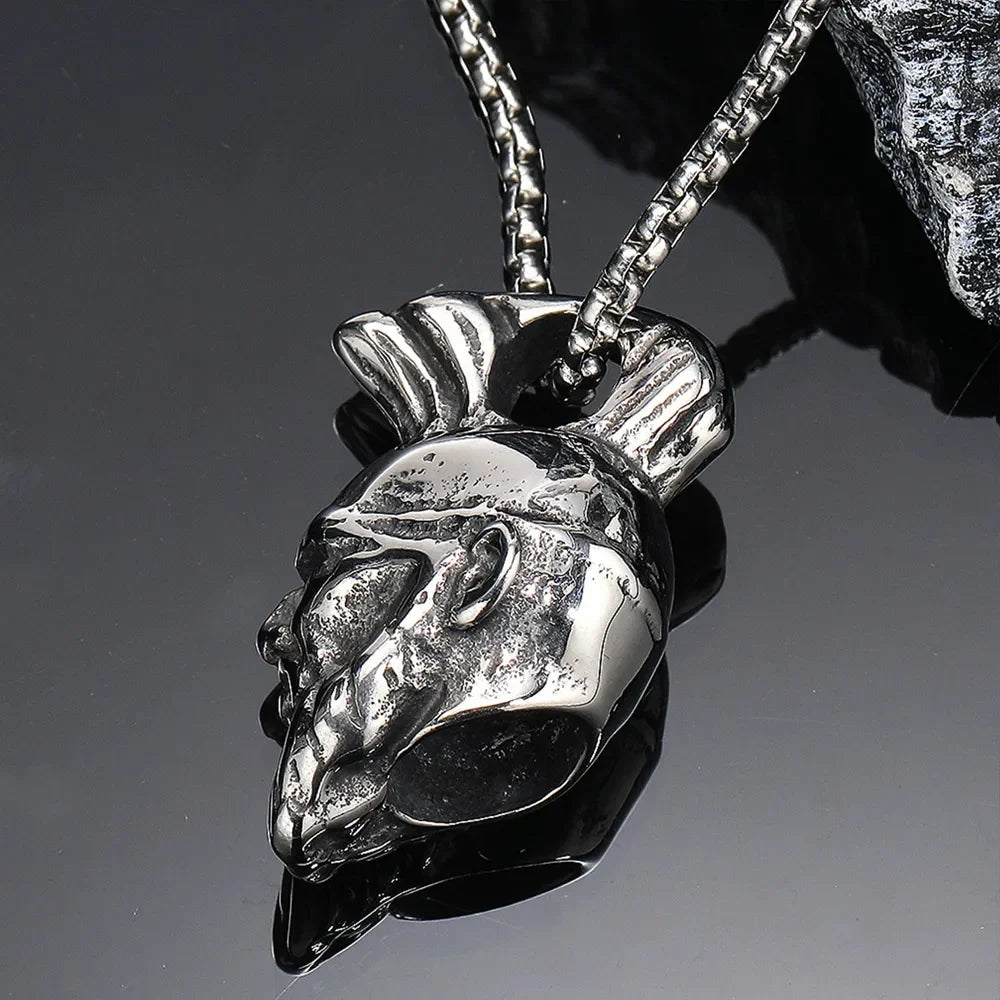 Viking Bearded Head Pendant Necklace — Nordic, Stainless Steel