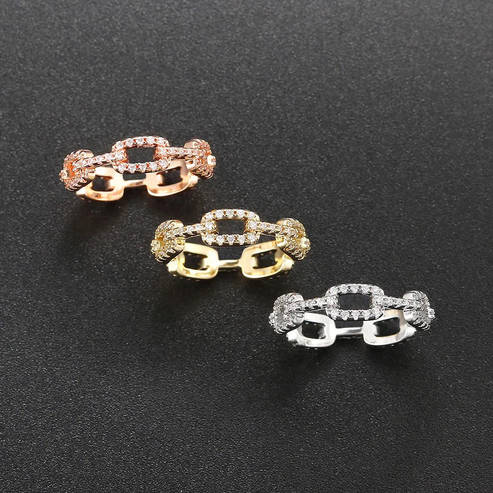 Iced Out Cuban Tennis Ring — Stainless