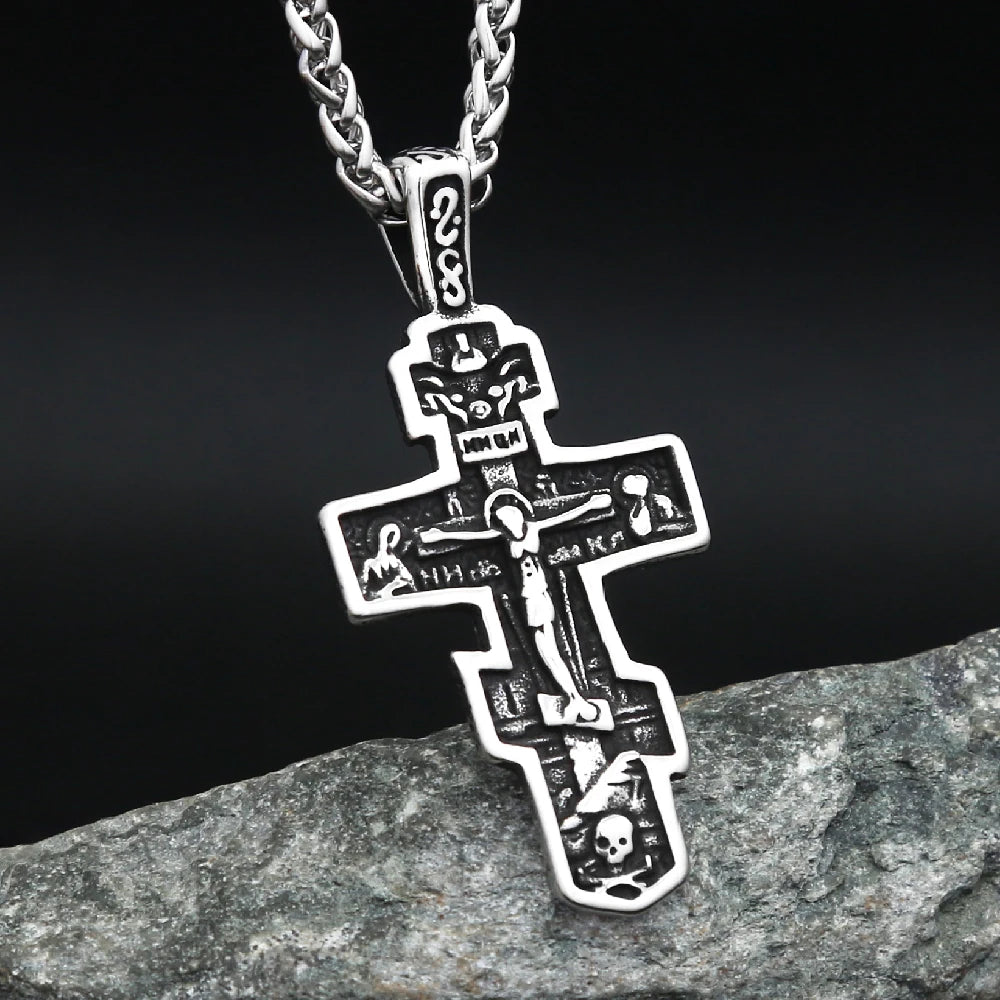 Fashion Stainless Steel Jesus Cross Crucifix Pendant For Men Women Punk Hip Hop Necklace Religion Amulet Jewelry Gifts Wholesale