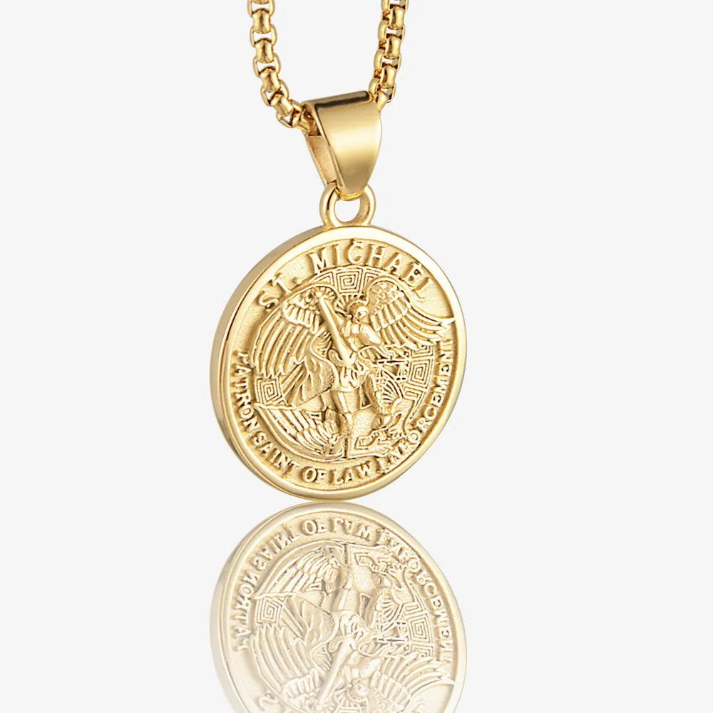ST.MICHAEL Necklace 316L Stainless Steel Jewelry Angel Saint Men Women Pendant