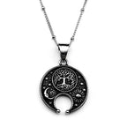 Tree Of Life Moon Sun Chain For Women Men Stainless Steel Star Celtic Knot Dark Punk Nature Gothic Pendant Necklace