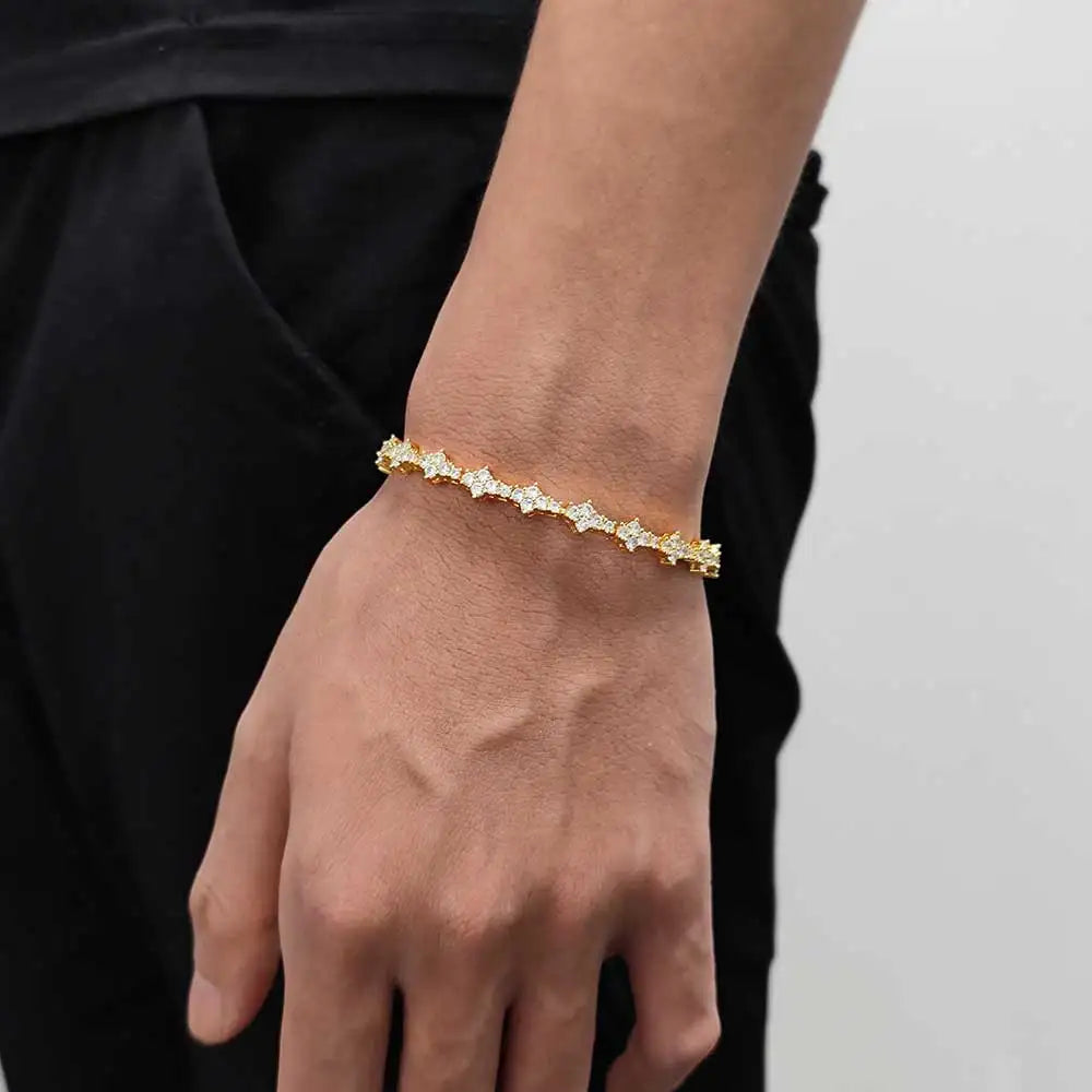 Iced Out Cross Tennis Bracelet Stainless Steel