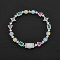 Tennis Bracelet Stainless Steel Multicolor CZ