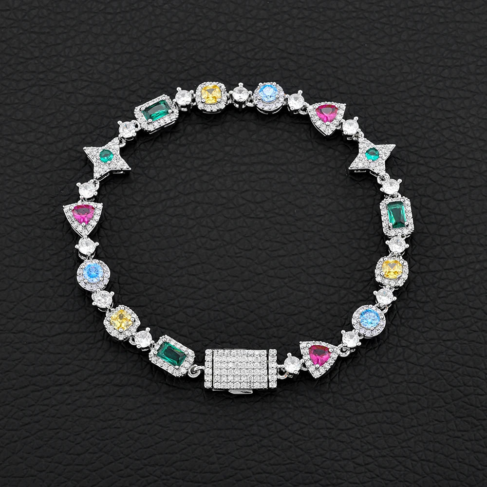 Tennis Bracelet Stainless Steel Multicolor CZ