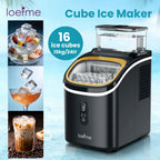 LOEFME Portable Ice Maker Machine 15kg/24h 6-13 Mins Quick Ice 16pcs Ice Cubes Countertop Ice Machine for Home Kitchen