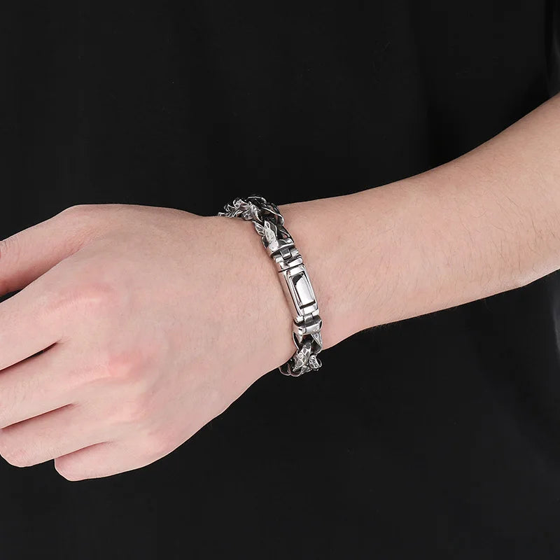 Vintage Braided Link Chain Bracelet 22cm — Stainless Steel