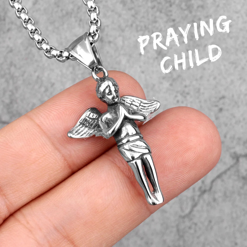 Angel Wing Pendant Necklace — Stainless Steel