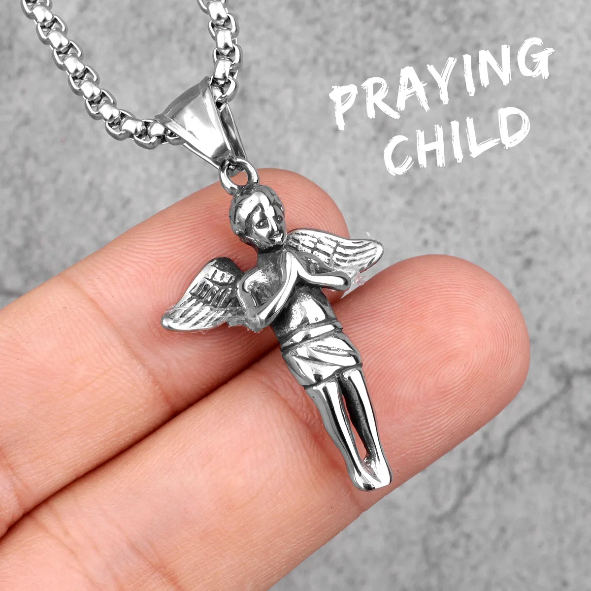 Angel Wing Pendant Necklace — Stainless Steel