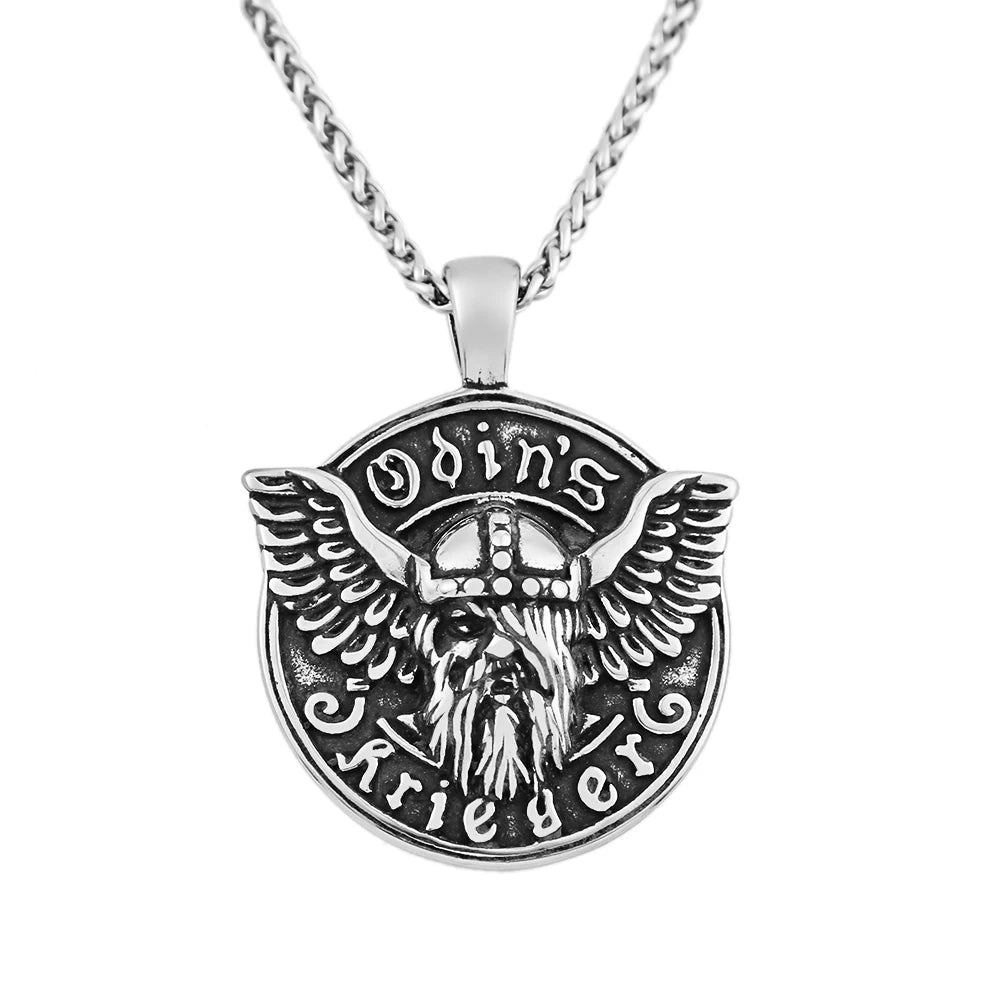 Odin Steel Pendant Vintage Nordic Vikings Head