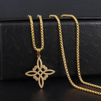 Witch Knot Necklace Celtic Knot Pendant Stainless Steel Amulet Triskelion Ankh Cross Pentagon Jewelry Birthday Gift for Women