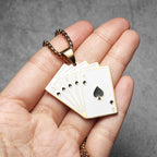 Lucky Poker Flush Pendant Necklace — Stainless Steel