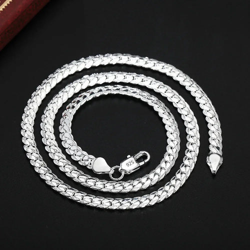 Fine Top Brand 925 sterling silver 6mm Chain Necklace for Woman Men 16-24inch Fashion Wedding Party Jewelry Gift