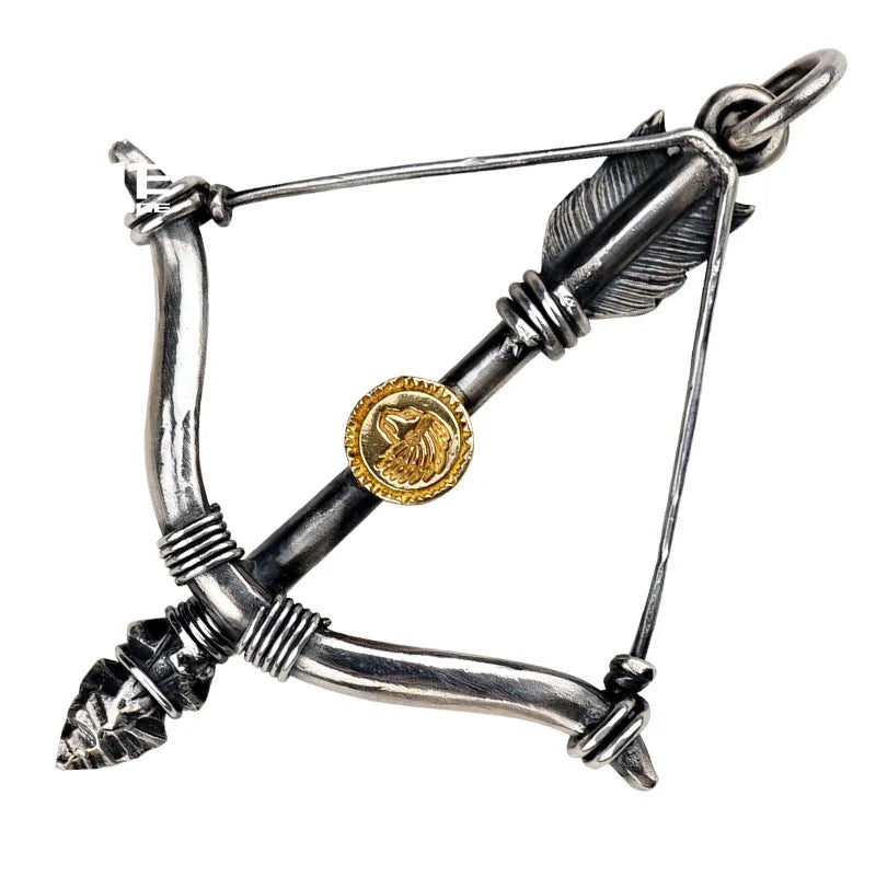 Buyee 925 Sterling Silver Male Big Pendant Chain Elegant Bow Arrow Necklace for Men Fashion Unique Fine Jewelry Chain