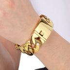 Waterproof 316l Stainless Steel Jewelry Bracelet for Man 24MM Width Curb Cuban Link Chain Men's Bracelets Fathers' Day