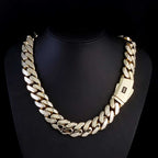 Gold Cuban Chain Necklace 14K Monaco Lock