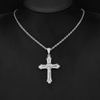 Iced Out Jesus Crucifix Pendant Necklace Chain Set — Two-Tone