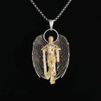 Delicate Antique Silver Color Seraph Prayer Good Luck Necklace Pendant Men Women Anniversary Amulet Jewelry Gift