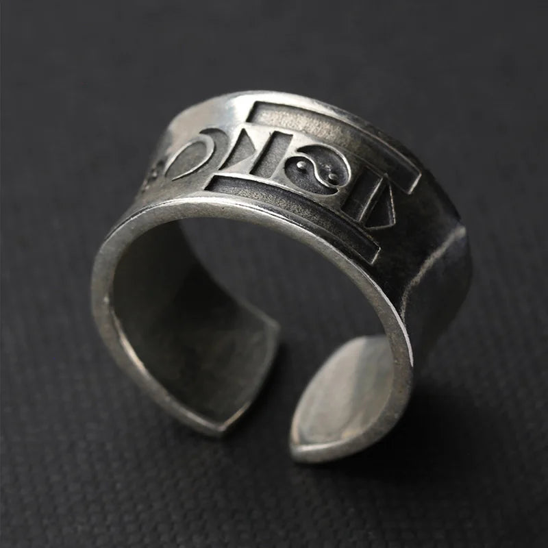 Retro SOYOMBO Mongolian Ring For Men Silver Color Punk Gothic Open Ring Blessing Jewelry Unisex Accessories Lovers Gift