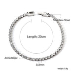 LUXUKISSKIDS Fashion 3MM Zirconia Tennis Braclets Gothic Men/Woman's Bracelet 4 Claw AAA White Black Shiny Stone Steel