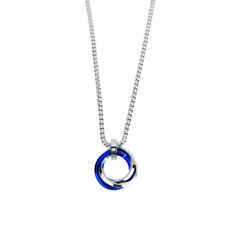 Necklace For Men Hip-hop Three-ring Titanium Steel Does Not Fade Simple Refined Minor Personality Brand Red Tide Pendant
