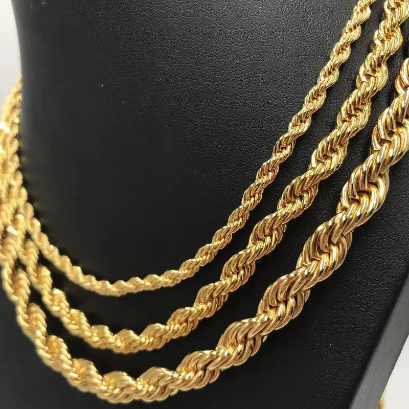 Twist Rope Chain Necklace 2-8mm — Gold