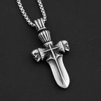 Skull Sword Steel Pendant Punk 316L Rider