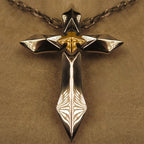 Knight Heart Stainless Steel Huge Cross Sword Pendant Necklace Men Male Metal Cruz Necklaces Jewelry Accessories