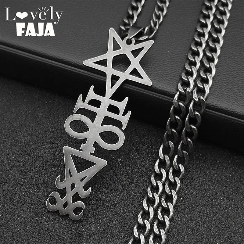 Satanic Cross Pendant Necklace — Stainless Steel