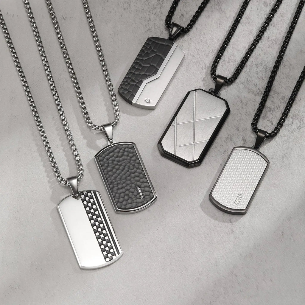 Dog Tag Pendant Necklace — Stainless Steel