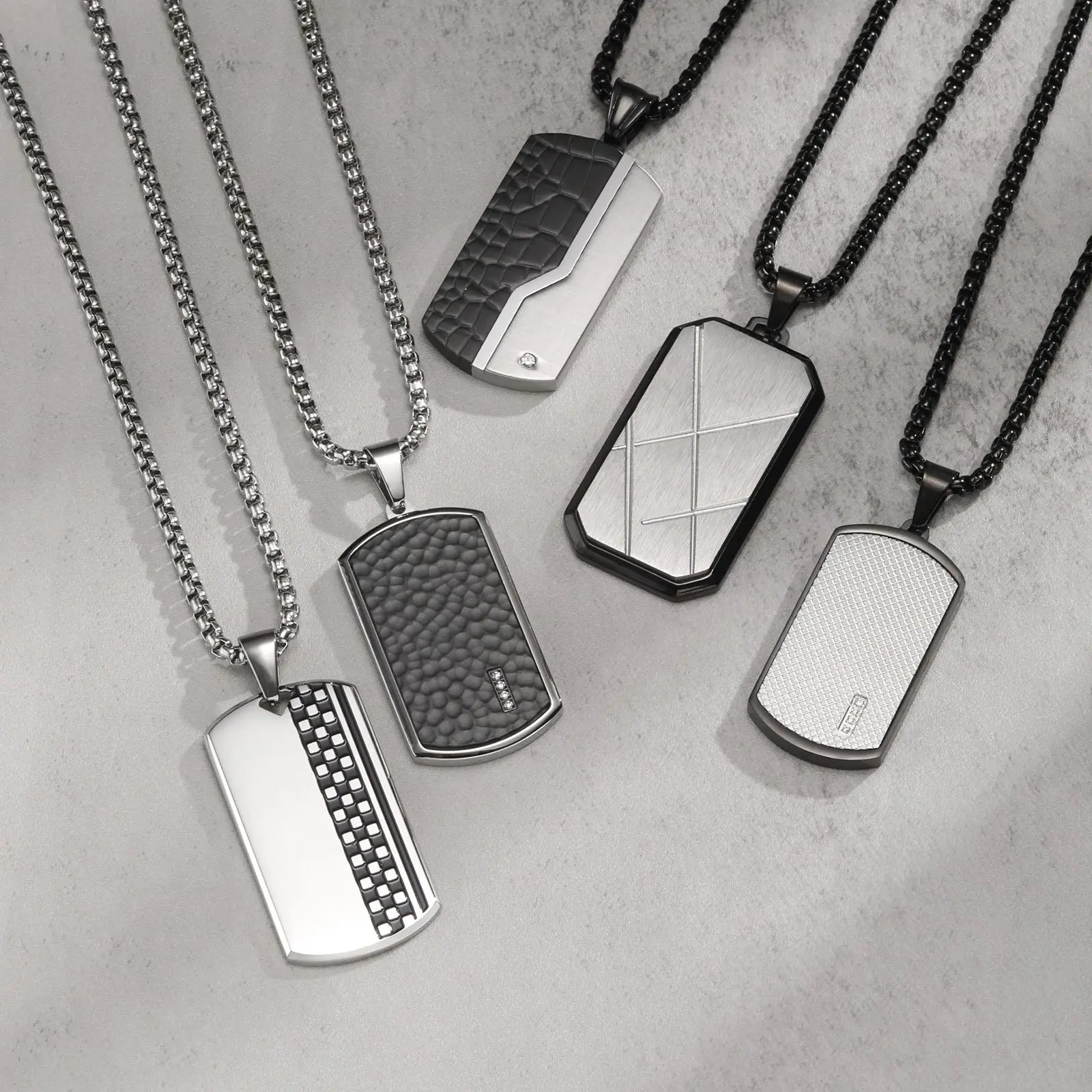 Dog Tag Pendant Necklace — Stainless Steel