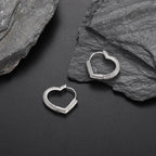 Iced Out Heart Hoop Earrings Stainless Steel CZ