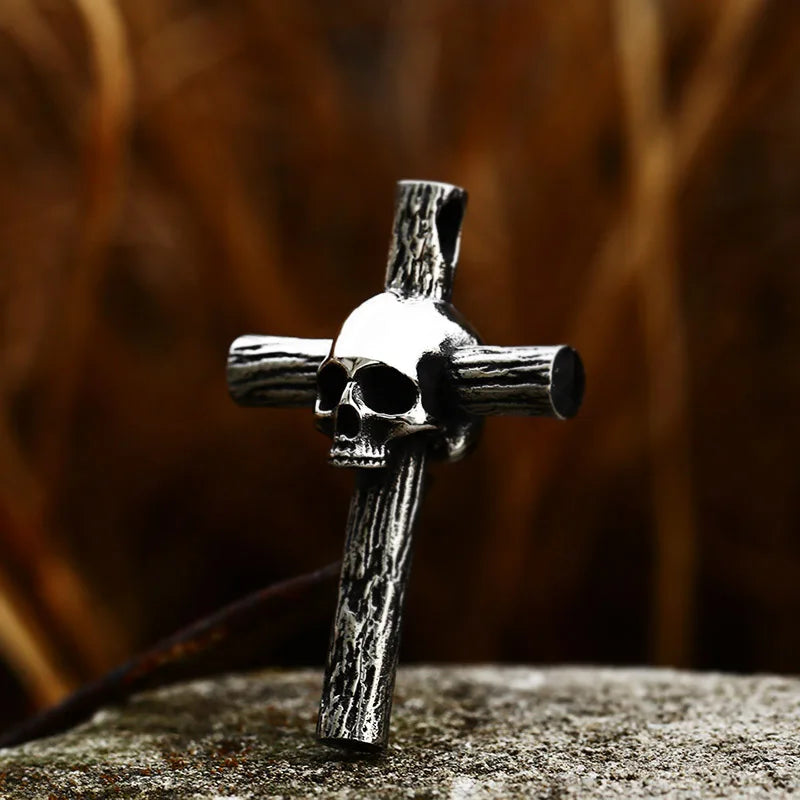 BEIER Punk Rock Fashion Cross Charm Vintage Skull head pendant Chain Fashion jewelry for man women Best Lover gift BP8-479