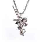 Retro Gothic Golden Cross Skull Pendant Necklace for Men Fashion Party Rock Motorcycle Riding Punk Jewelry Gift